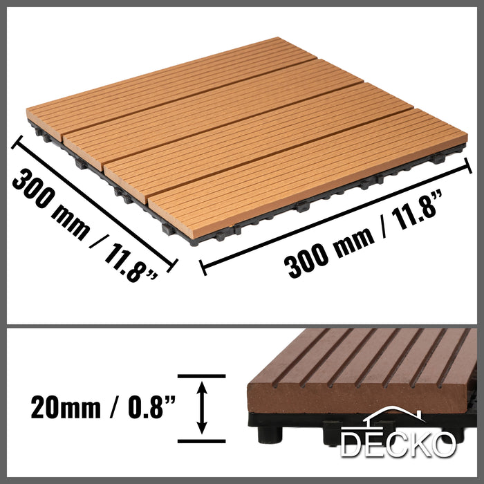 Teraszburkolat - Prémium WPC összepattintható járólap - BARNA | DECKO (300x300x20 mm lap) - (Egy darab)
