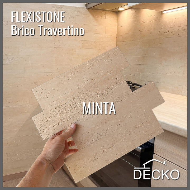 Hajlékony 3D kőhatású falpanelek MINTA - BRICO TRAVERTINO | DECKO Flexistone - Ingyenes szállítás