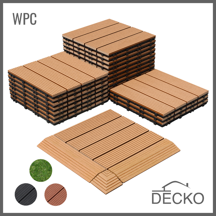 Teraszburkolat - Prémium WPC összepattintható járólap - TIK | DECKO (300x300x20 mm lap) - (Egy darab)