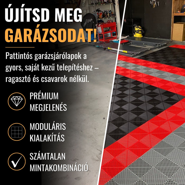 Garázsburkolat FEHÉR - összepattintható polipropilén padló | DECKO DURANTE (400x400x18 mm) - (Egy darab)