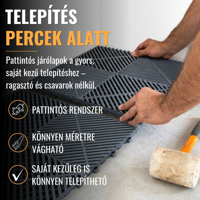 Garázsburkolat FEHÉR - összepattintható polipropilén padló | DECKO DURANTE (400x400x18 mm) - (Egy darab)