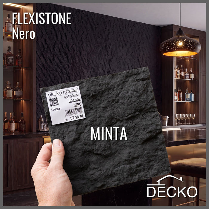 Hajlékony 3D kőhatású falpanelek MINTA - GRANDE NERO | DECKO Flexistone - Ingyenes szállítás