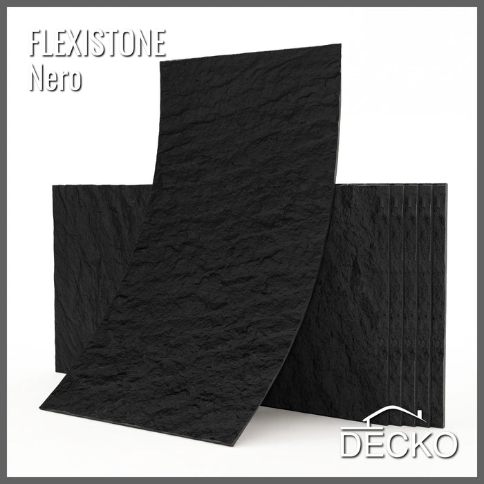 Hajlékony 3D kőhatású falpanelek – GRANDE NERO – 5 db-os csomag (1200x600mm-es panelek) - 3,6 m² | DECKO Flexistone