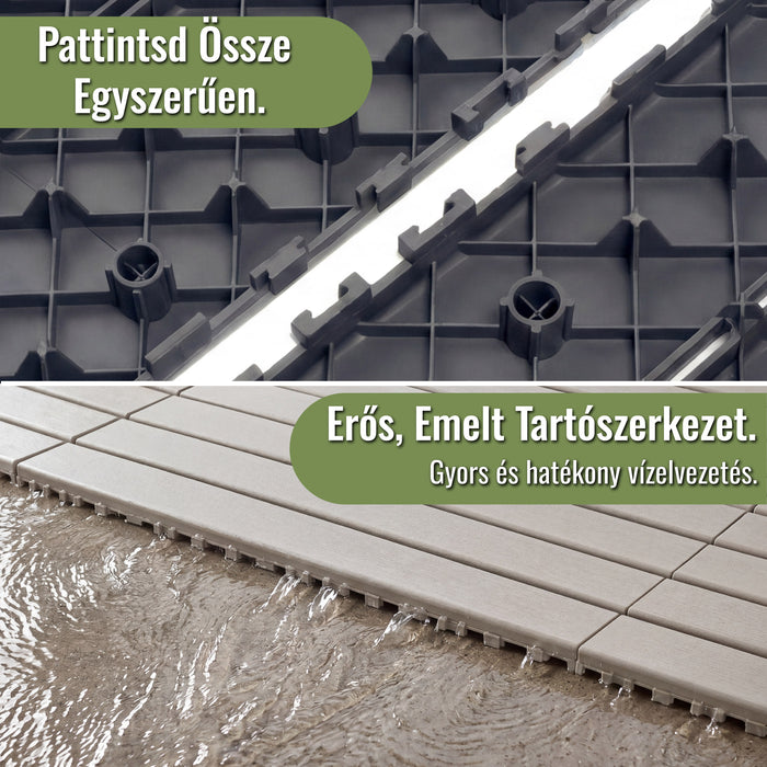Teraszburkolat - BEIGESLAT - összepattintható PP járólap – újrahasznosítható prémium polipropilénnel | DECKO Lite (608x304x20 mm) - (Egy darab)