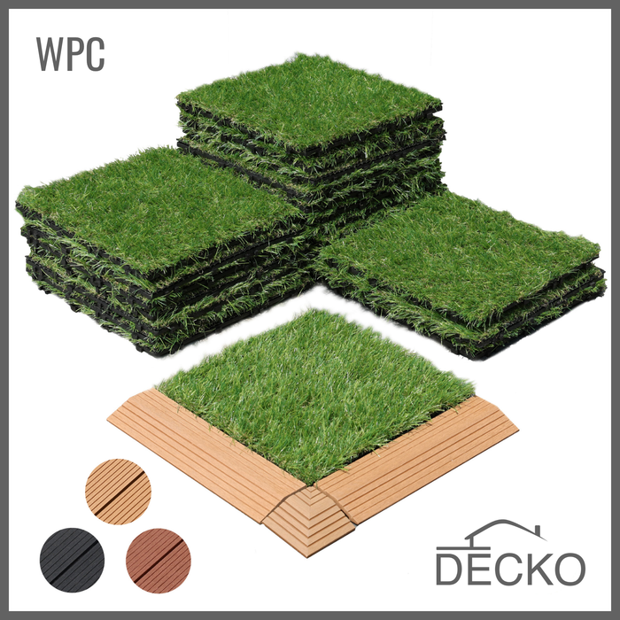 Műfű Teraszburkolat - Prémium összepattintható járólap | DECKO ( 300x300x20 mm) - (Egy darab)