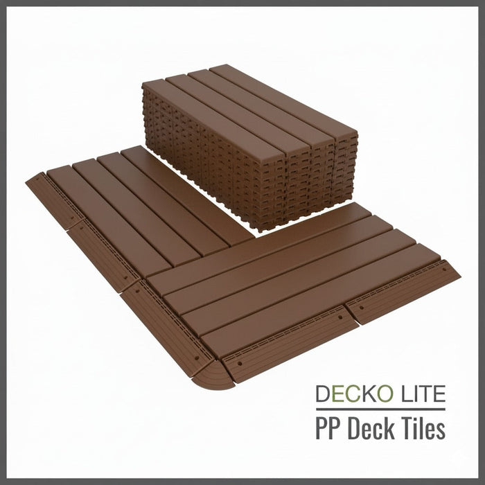 Deck Tiles - <b>BROWNSLAT</b> - Interlocking PP Flooring, with Recycled Premium Polypropylene | DECKO Lite (608x304x20 mm tile) - (One Piece)
