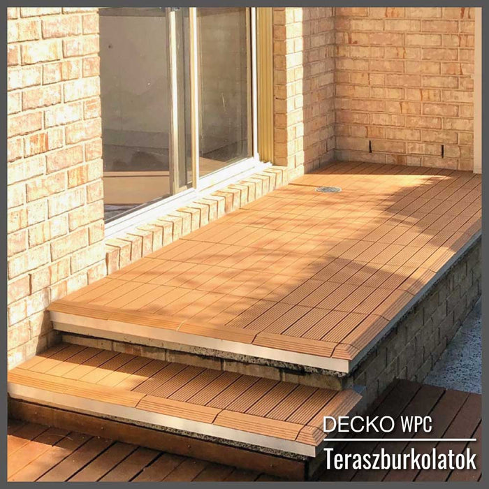 Teraszburkolat <b>Sarokelem</b> - Prémium WPC járólaphoz | DECKO (80x80x20 mm) - (Egy darab)